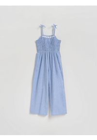 Reserved - Kombinezon na ramiączkach w paski - niebieski. Kolor: niebieski. Materiał: bawełna. Wzór: paski #1