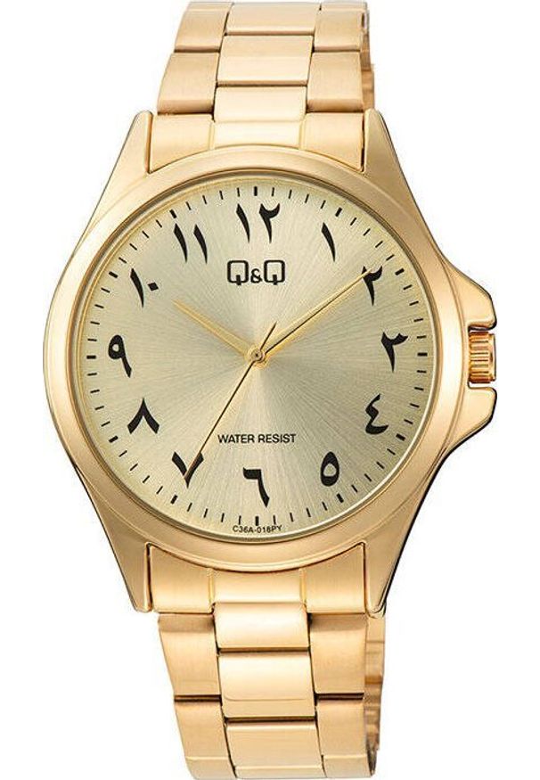 Zegarek Q&Q Zegarek QQ C36A-018P Męski Klasyczny ZŁOTA Tarcza .. Kolor: złoty. Styl: klasyczny