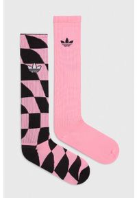 adidas Originals skarpetki 2-pack damskie kolor różowy. Kolor: różowy. Materiał: poliester, poliamid #1
