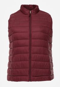 Born2be - Bordowa Pikowana Kamizelka Przejściowa ze Stójką Edanwen. Typ kołnierza: kołnierzyk stójkowy. Kolekcja: plus size. Kolor: czerwony. Materiał: jeans, nylon. Styl: klasyczny #1