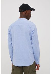 Premium by Jack&Jones koszula z domieszką lnu męska slim ze stójką. Typ kołnierza: kołnierzyk stójkowy. Kolor: niebieski. Materiał: len. Długość rękawa: długi rękaw. Długość: długie #3