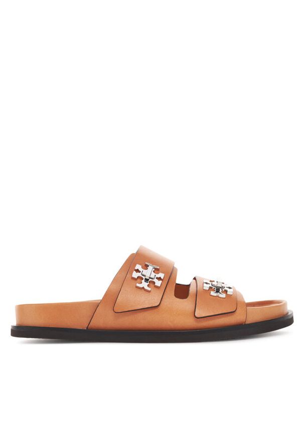 Tory Burch Klapki T Lock Sport Slide 166905 Brązowy. Kolor: brązowy. Materiał: skóra. Styl: sportowy
