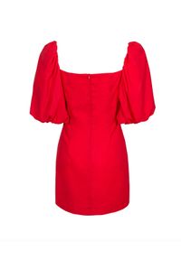 ICON - Czerwona sukienka z bufkami Tulipe. Okazja: na co dzień. Kolor: czerwony. Typ sukienki: dopasowane. Styl: casual. Długość: mini #5