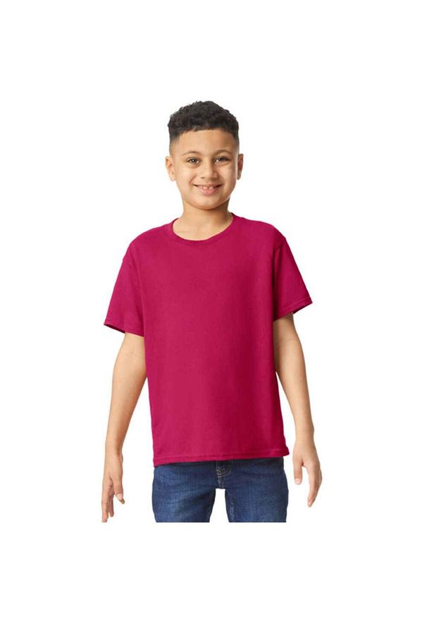 GILDAN - Koszulka Dziecięca Z Grubej Bawełny. Kolor: czerwony. Materiał: bawełna. Sport: turystyka piesza