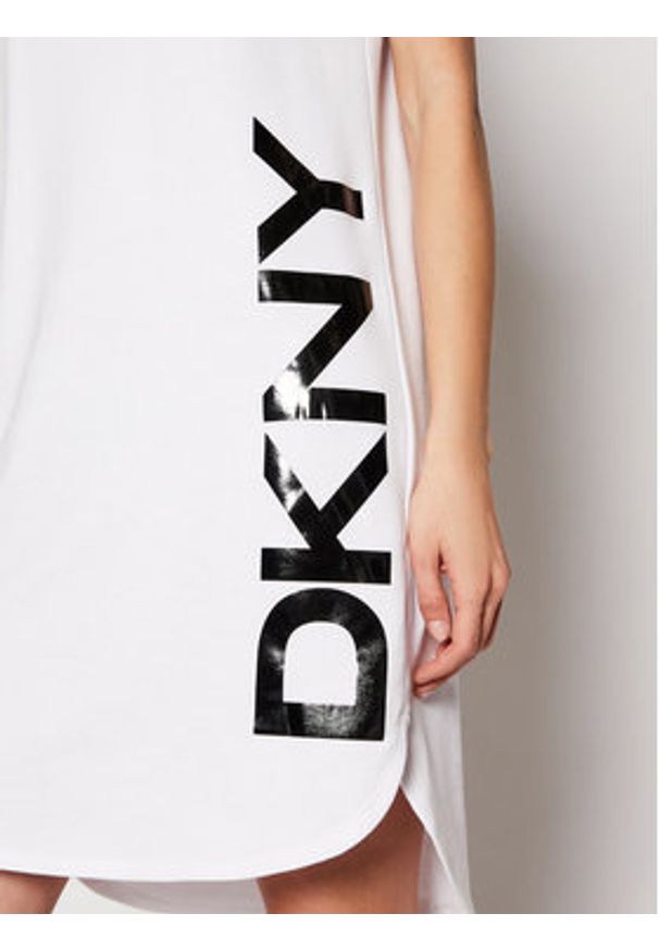 DKNY Sukienka dzianinowa P0RD1B2J Biały Regular Fit. Kolor: biały. Materiał: bawełna, dzianina, syntetyk