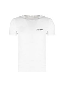 Iceberg T-shirt | ICE1UTS02 | Mężczyzna | Biały. Typ kołnierza: dekolt w kształcie V. Kolor: biały. Materiał: elastan, bawełna. Wzór: nadruk