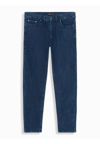 Ombre Clothing - Klasyczne spodnie męskie jeansy SLIM FIT z elastanem – ciemnoniebieskie V3 - Rozmiar: XXL. Kolor: niebieski. Materiał: jeans, elastan. Wzór: gładki, jednolity. Styl: klasyczny #5