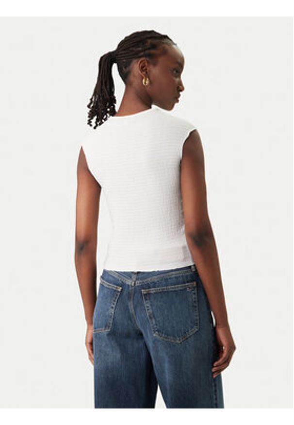 Tommy Jeans Top Smock Seersucker DW0DW22220 Biały Slim Fit. Kolor: biały. Materiał: syntetyk