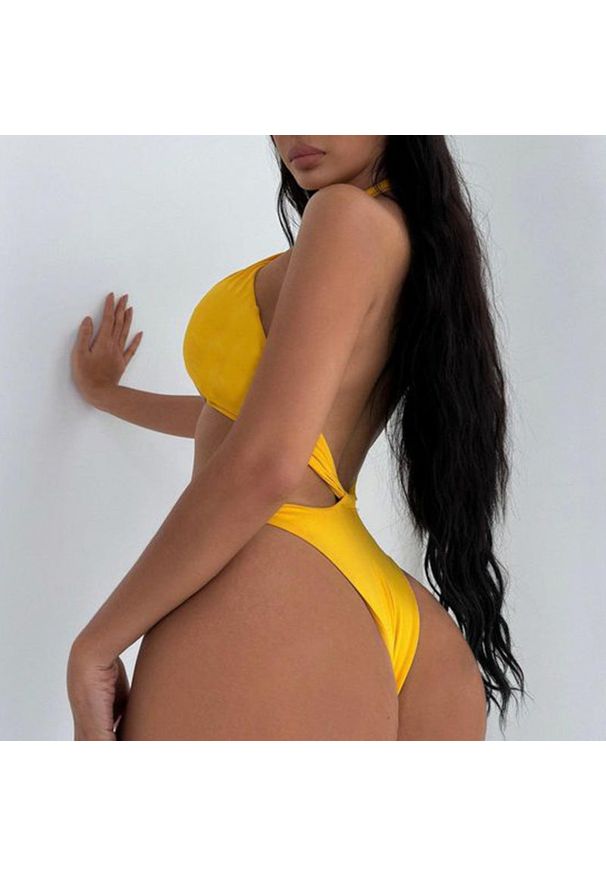 Intica - Strój kąpielowy z wiązaniem na szyi idealny na plażę Regiena. Kolor: czarny. Materiał: materiał