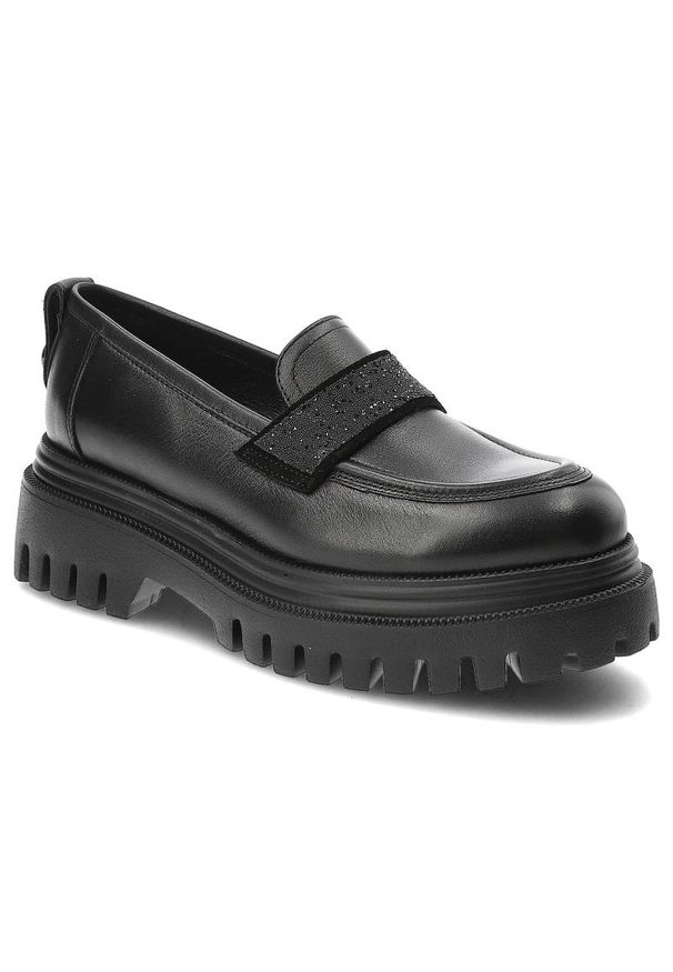 Czarne Półbuty Karino Eleganckie Skórzane Buty. Okazja: na spacer, do pracy, na co dzień. Kolor: czarny. Materiał: skóra. Szerokość cholewki: normalna. Styl: elegancki
