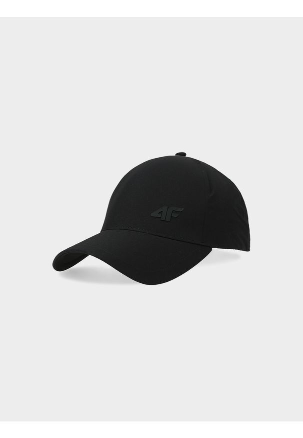 4f - Czapka z daszkiem strapback męska. Kolor: czarny. Materiał: dzianina, elastan