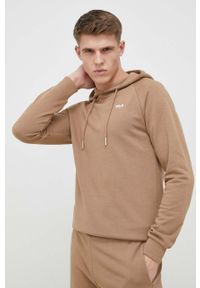 Fila bluza męska kolor brązowy z kapturem gładka. Typ kołnierza: kaptur. Kolor: brązowy. Materiał: bawełna, dzianina. Długość rękawa: raglanowy rękaw. Wzór: gładki
