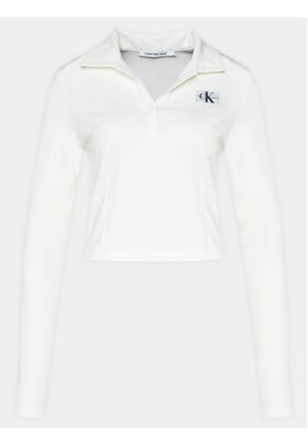 Calvin Klein Jeans Bluzka Polo Collar Milano Regular Top J20J222556 Biały Regular Fit. Typ kołnierza: polo. Kolor: biały. Materiał: wiskoza, syntetyk