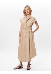 TwinSet - TWINSET Sukienka koszulowa 231TT2102 Beżowy Regular Fit. Kolor: beżowy. Materiał: bawełna. Typ sukienki: koszulowe #1
