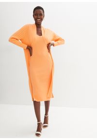 bonprix - Sukienka dzianinowa z domieszką jedwabiu. Kolor: pomarańczowy. Materiał: jedwab, dzianina. Styl: elegancki #1