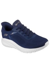 skechers - Damskie BOBS SQUAD CHAOS CURRENT MUSE Slip-On Granatowy. Okazja: na co dzień. Zapięcie: bez zapięcia. Kolor: niebieski. Materiał: materiał. Model: Skechers Sport