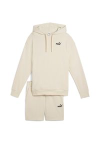 Sprzęt Puma Short Hooded Relaxed Sweat Suit 7 Tr Op, Kobiety. Kolor: beżowy. Materiał: bawełna, materiał