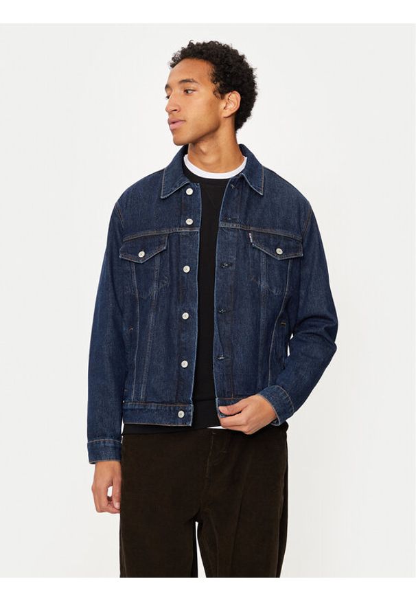 Schott NYC Kurtka jeansowa TRUCKS Granatowy Regular Fit. Kolor: niebieski. Materiał: bawełna