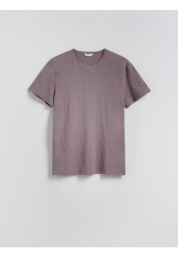 Reserved - T-shirt regular z bawełny - ciemnoszary. Kolor: szary. Materiał: bawełna