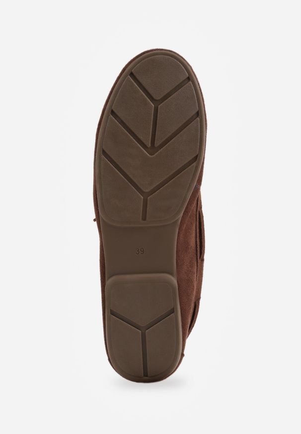 Renee - Brązowe Mokasyny VICES z Imitacji Zamszu z Kokardką Kolorowymi Koralikami i Skórzaną Wkładką Nenden. Okazja: na co dzień. Kolor: brązowy. Materiał: skóra, zamsz. Wzór: kolorowy. Styl: casual, elegancki