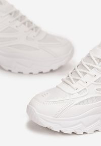 Renee - Białe Sneakersy przed Kostkę na Grubej Podeszwie Maneh. Wysokość cholewki: przed kostkę. Kolor: biały #3