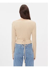 Calvin Klein Jeans Bluzka J20J222559 Beżowy Slim Fit. Kolor: beżowy. Materiał: syntetyk