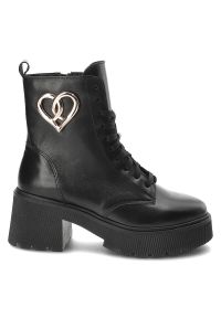 Czarne Botki Armodo Damskie Buty Na Obcasie. Kolor: czarny. Materiał: skóra, materiał. Obcas: na obcasie. Styl: elegancki. Wysokość obcasa: średni