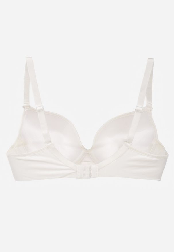 Born2be - Jasnobeżowy Gładki Biustonosz Push Up z Aplikacją z Cyrkoniami Murita. Kolor: beżowy. Rodzaj stanika: push-up. Wzór: gładki, aplikacja