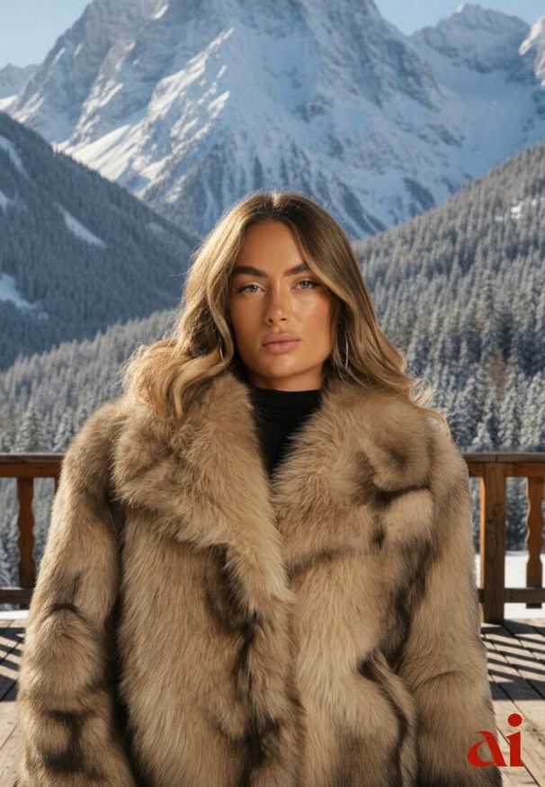 Renee - Beżowa Kurtka Futerko z Ozdobnym Kołnierzem Fitene. Okazja: na co dzień. Kolor: beżowy. Materiał: futro. Styl: klasyczny, casual, elegancki