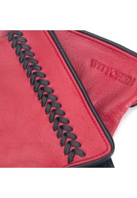 Wittchen - Damskie rękawiczki skórzane z obszyciem w kłos czerwone. Kolor: czerwony. Materiał: skóra. Styl: elegancki #2
