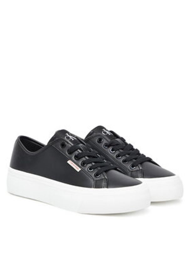 Calvin Klein Jeans Sneakersy Vulc Flatform Lth YW0YW01886 Czarny. Kolor: czarny. Materiał: skóra