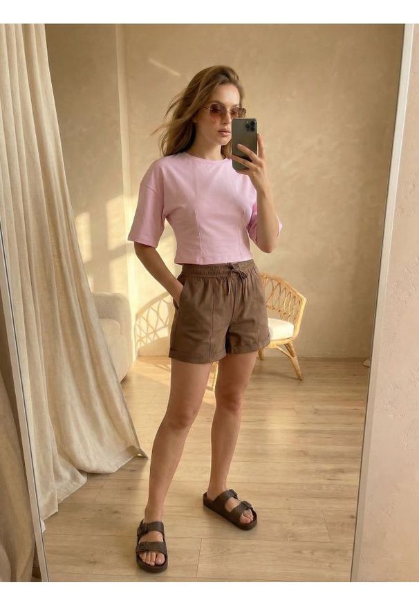 Sinsay - Bawełniana koszulka basic - begonia. Materiał: bawełna