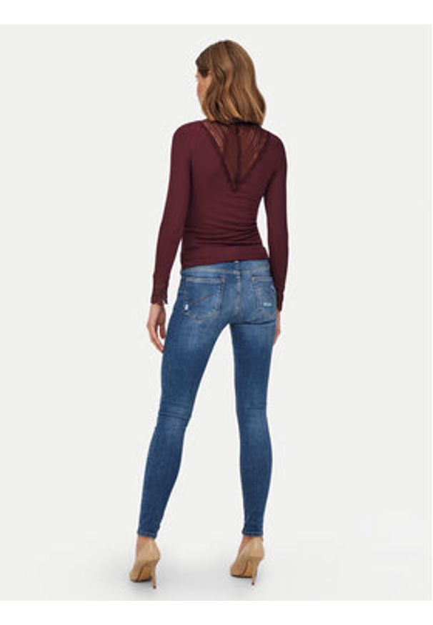only - ONLY Bluzka Tilde 15207788 Bordowy Stretch Fit. Kolor: czerwony. Materiał: wiskoza