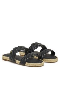 TOMMY HILFIGER - Tommy Hilfiger Espadryle Leather Rope Espadrille Mule FW0FW08503 Czarny. Kolor: czarny. Materiał: skóra