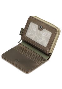 Beżowy Damski Kompaktowy Portfel Anekke. Kolor: beżowy. Materiał: materiał. Wzór: haft #3