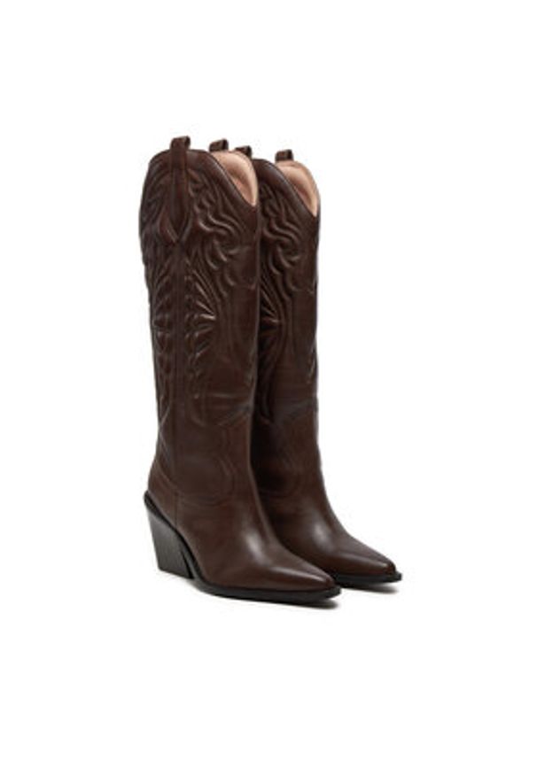 Bronx Kowbojki Western 14177-J Brązowy. Kolor: brązowy. Materiał: skóra