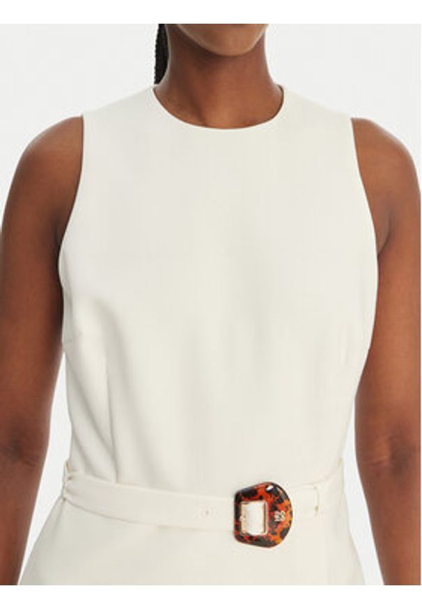 Hugo - HUGO Sukienka koktajlowa Kidenna 50559186 Écru Regular Fit. Kolor: kremowy. Materiał: syntetyk. Styl: wizytowy