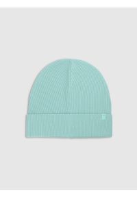 4f - Czapka beanie dziecięca - turkusowa. Kolor: turkusowy. Materiał: bawełna, dzianina, materiał. Sezon: wiosna. Styl: sportowy, casual, klasyczny #1