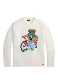 Polo Ralph Lauren Sweter 710B13896001 Biały Regular Fit. Typ kołnierza: polo. Kolor: biały. Materiał: bawełna #2