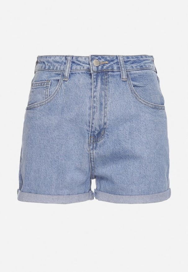 Born2be - Niebieskie Jeansowe Szorty z Bawełny z Wysokim Stanem Vimaria. Stan: podwyższony. Kolor: niebieski. Materiał: jeans, bawełna. Sezon: lato. Styl: elegancki, klasyczny