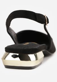 Renee - Czarne Sandały Slingback Vices z Wkładką ze Skóry Naturalnej Galeresa. Okazja: na co dzień, do pracy, na spotkanie biznesowe. Zapięcie: pasek. Kolor: czarny. Materiał: skóra. Obcas: na obcasie. Styl: casual, biznesowy, elegancki. Wysokość obcasa: niski #9