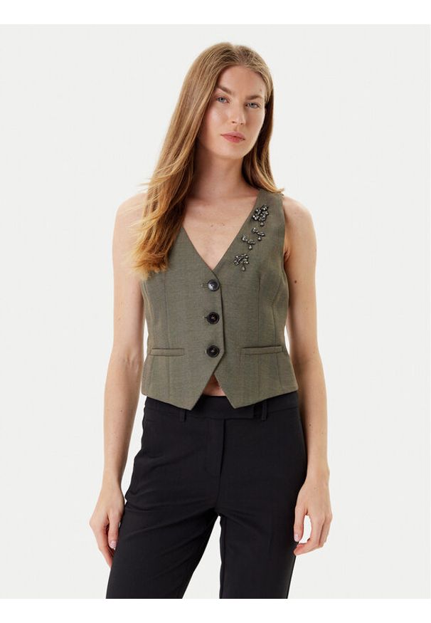 Marella Kamizelka garniturowa Cantico 2523156031 Khaki Slim Fit. Kolor: brązowy. Materiał: syntetyk