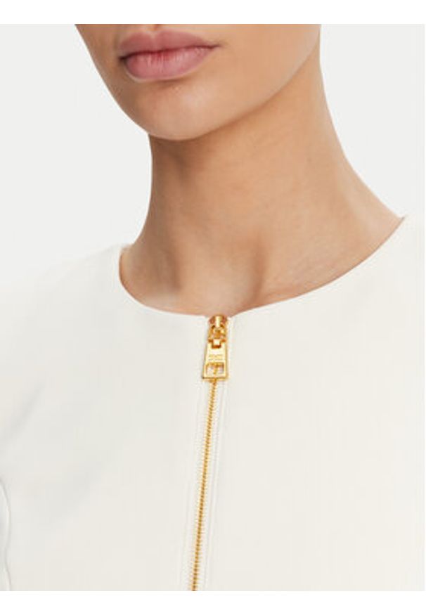 Elisabetta Franchi Marynarka GI-135-51E2 Biały Regular Fit. Kolor: biały. Materiał: syntetyk