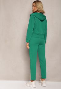 Renee - Ciemnozielony Komplet Dresowy z Elastycznej Bawełny Spodnie z Gumką i Bluza z Kapturem Willama. Kolor: zielony. Materiał: bawełna, dresówka. Sport: bieganie #4