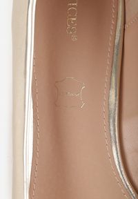 Renee - Złote Czółenka Vices na Słupku ze Skórzaną Wkładką Zizelle. Okazja: na co dzień, na spotkanie biznesowe. Kolor: złoty. Materiał: skóra. Wzór: aplikacja. Obcas: na słupku. Styl: wizytowy, klasyczny, casual, biznesowy, elegancki. Wysokość obcasa: średni #2