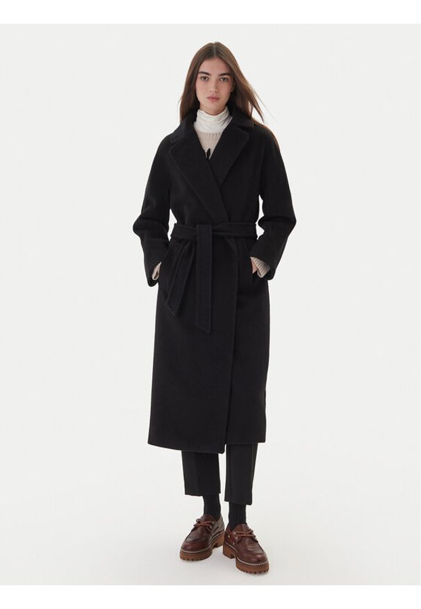 Weekend Max Mara Płaszcz wełniany Tempera 2525016082 Czarny Regular Fit. Kolor: czarny. Materiał: wełna