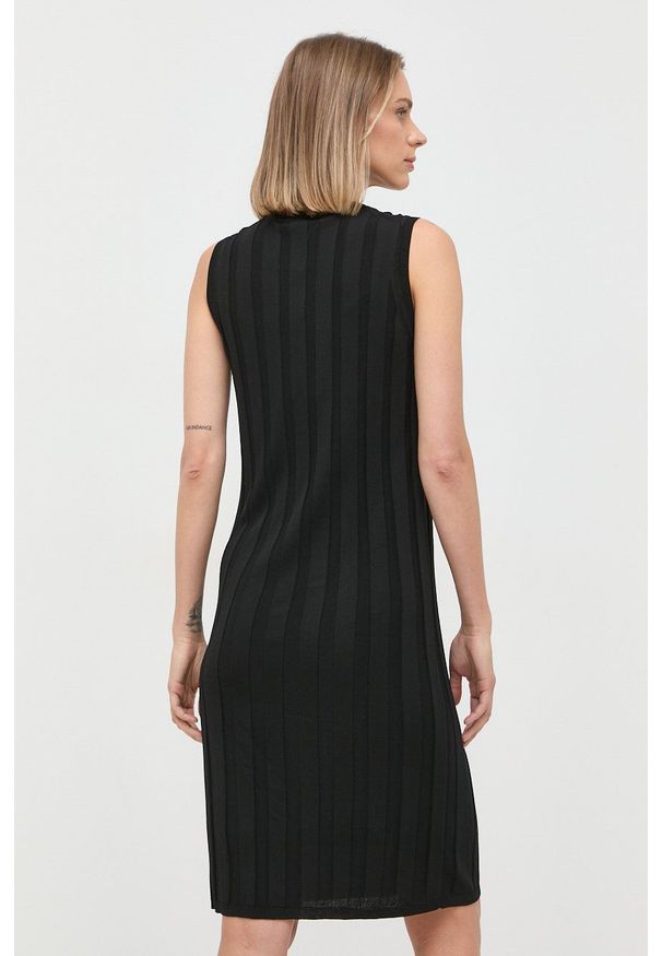 Max Mara Leisure sukienka kolor czarny mini dopasowana. Kolor: czarny. Materiał: dzianina, materiał. Długość rękawa: na ramiączkach. Wzór: gładki. Typ sukienki: dopasowane. Długość: mini