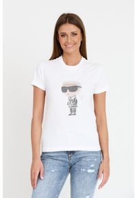 Karl Lagerfeld - KARL LAGERFELD Biały damski t-shirt Ikonik 2.0, Rozmiar S. Kolor: biały