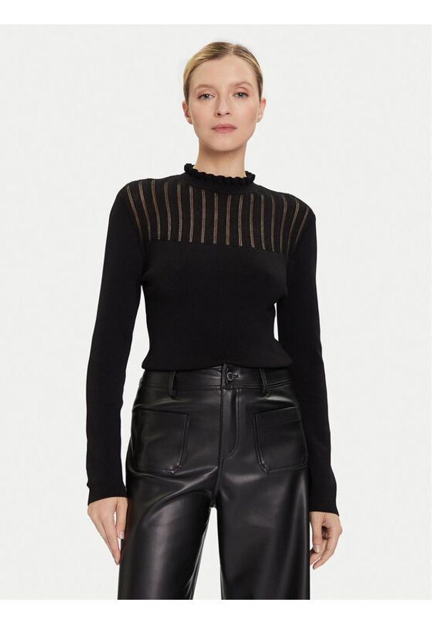 Morgan Sweter 252-MSNOWI Czarny Slim Fit. Kolor: czarny. Materiał: wiskoza, syntetyk