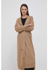 United Colors of Benetton kardigan wełniany kolor brązowy lekki. Kolor: brązowy. Materiał: wełna #3